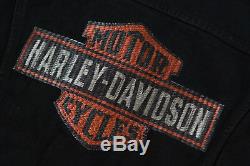 Harley Davidson Men's Leather Sleeve Bar&Shield Black Denim Jacket XL 99183-19VM