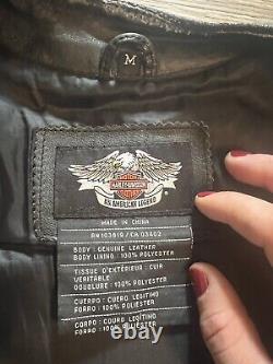 Harley-Davidson Men's Leather Vest M Piston black snap bar shield