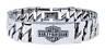 Harley-davidson Men's Long Bar & Shield Steel Id Curb Link Bracelet Hsb0142