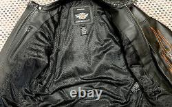 Harley Davidson Men's Medium Leather Bar & Shield Racing Flames Jacket