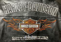 Harley Davidson Men's Medium Leather Bar & Shield Racing Flames Jacket