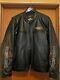 Harley Davidson Men's Medium Leather Bar & Shield Racing Flames Jacket Size Xl