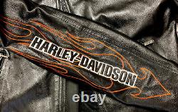 Harley Davidson Men's Medium Leather Bar & Shield Racing Flames Pig Skin Jacket
