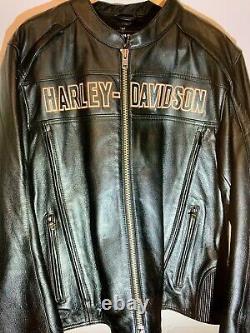 Harley Davidson Men's Midway Black Xl Leather Jacket Bar And Shield