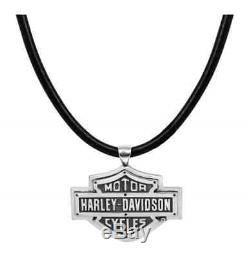 Harley-Davidson Men's Necklace, Rivets Bar & Shield Logo, Leather Cord HDN0318