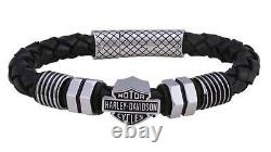 Harley-Davidson Men's Nuts & Bolts Bar & Shield Braided-Leather Bracelet HSB0220