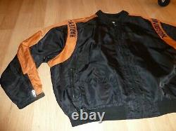 Harley Davidson Men's Nylon Bomber Jacket-5XL-Orange/Black, Bar and Shield