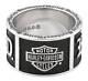 Harley-davidson Men's Old English Script Bar & Shield Band Ring, Silver Hdr0482