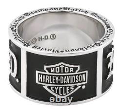 Harley-Davidson Men's Old English Script Bar & Shield Band Ring, Silver HDR0482