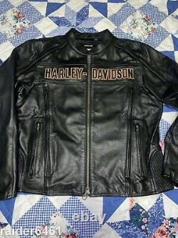 Harley Davidson Men's ROADWAY Black Leather Jacket Bar & Shield XL 98015-10VM EC