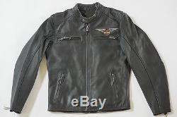 Harley Davidson Men's Top Wing Bar & Shield Black Leather Jacket 98058-13VM M