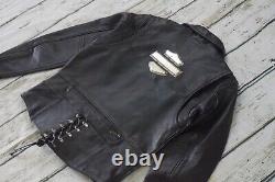 Harley Davidson Men's Vintage Stabilizer Metal Bar&Shield Black Leather Jacket L