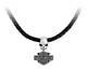 Harley-davidson Men's Wicked Skull Bar & Shield Leather Necklace Hdn0462-22