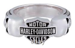 Harley-Davidson Men's Wicked Skulls Bar & Shield Ring, Sterling Silver HDR0534