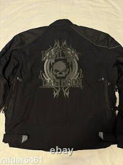 Harley Davidson Men's Willie G Skull Reflective Nylon Riding jacket XXL GUC