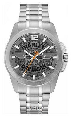 Harley-Davidson Men's Wing Bar & Shield Stainless Steel Watch, Slate Gray 76A157