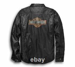 Harley Davidson Mens Bar & Shield Vintage Distressed Leather Shirt Jacket NWT