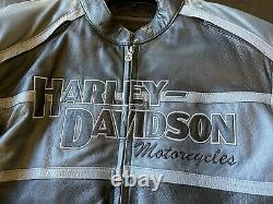 Harley Davidson Mens Black Gray Leather Bar & Shield Wings Jacket Size XL