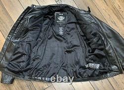 Harley Davidson Mens Black Leather Jacket Size Medium Bar & Shield