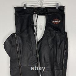 Harley Davidson Mens Chaps XL Black Leather Bar & Shield Stock 98090-06VM Riding