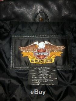 Harley Davidson Mens Embossed Bar&Shield Classic Vintage Black Leather Jacket XL