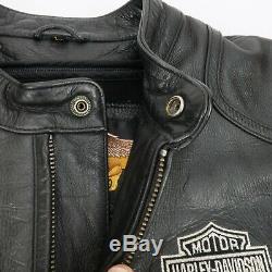 Harley Davidson Mens Embroidered Bar Shield Black Leather Jacket With Liner Size L