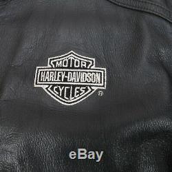 Harley Davidson Mens Embroidered Bar Shield Black Leather Jacket With Liner Size L