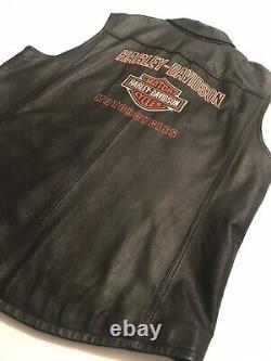 Harley Davidson Mens Embroidered Bar and Shield Leather Vest 97064-08VM 2XL XXL