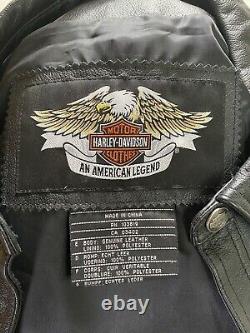 Harley Davidson Mens Embroidered Bar and Shield Leather Vest 97064-08VM 3XL XXXL
