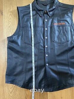Harley Davidson Mens Embroidered Bar and Shield Leather Vest 97064-08VM 3XL XXXL
