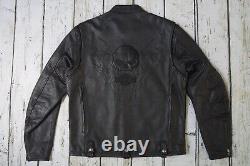 Harley Davidson Mens Iron Jaw Skull Bar&Shield Black Leather Jacket L 97074-09VM