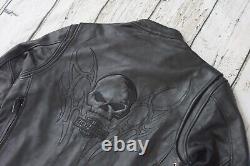 Harley Davidson Mens Iron Jaw Skull Bar&Shield Black Leather Jacket M 97074-09VM