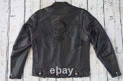 Harley Davidson Mens Iron Jaw Skull Bar&Shield Black Leather Jacket M 97074-09VM