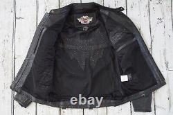 Harley Davidson Mens Iron Jaw Skull Bar&Shield Black Leather Jacket M 97074-09VM