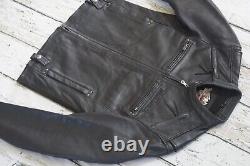 Harley Davidson Mens Iron Jaw Skull Bar&Shield Black Leather Jacket M 97074-09VM