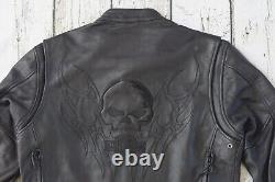 Harley Davidson Mens Iron Jaw Skull Bar&Shield Black Leather Jacket M 97074-09VM