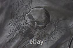 Harley Davidson Mens Iron Jaw Skull Bar&Shield Black Leather Jacket M 97074-09VM