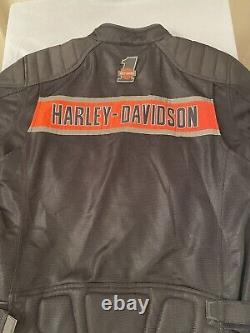 Harley Davidson Mens Jacket XL black mesh bar shield riding reflective armor