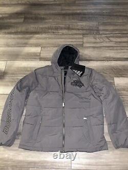 Harley Davidson Mens Large Bar & Shield Hooded Puffer Blackened Pearl