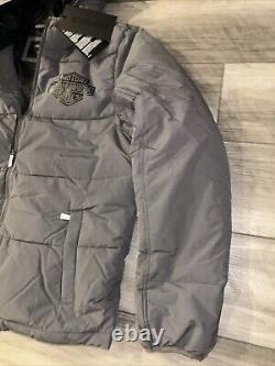 Harley Davidson Mens Large Bar & Shield Hooded Puffer Blackened Pearl