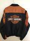Harley Davidson Mens Nylon Bomber Jacket-l-orange/black, Bar And Shield. Euc
