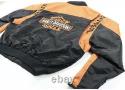 Harley Davidson Mens Nylon Racing Bomber Jacket XL Large Bar Shield NICE