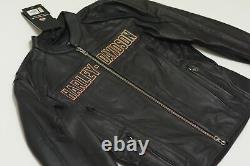Harley Davidson Mens ROADWAY Black Leather Jacket Bar&Shield 2XLT 2XL 98015-10VM