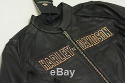Harley Davidson Mens ROADWAY Black Leather Riding Jacket Bar&Shield L 98015-10VM