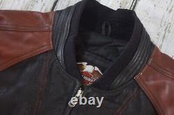 Harley Davidson Mens USA Made Vintage Embossed Bar&Shield Black Leather Jacket L