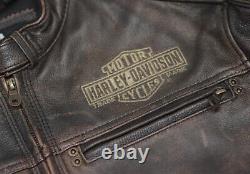 Harley Davidson Mens Vault Brown Leather Jacket Bar&Shield Winged XL 97178-14VM