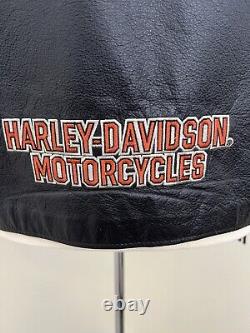 Harley Davidson Mens Vest XL Black Leather Pathway Orange Snap Bar Shield Soft