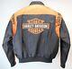 Harley Davidson Mens Jacket 2xl Black Orange Nylon Bomber Shield Race 97068-00v