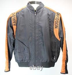 Harley Davidson Mens jacket 2XL black orange nylon bomber Shield race 97068-00v