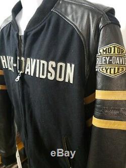 Harley Davidson Motorclothes Black Leather Ridge Bar & Shield Bomber Jacket LG